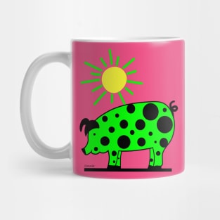 Green Polka Dot Pig Mug